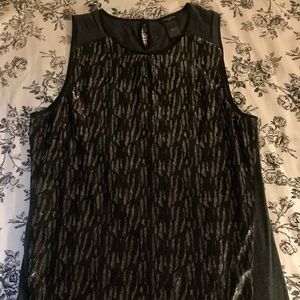 Ann Taylor Black & Grey Sequin Top